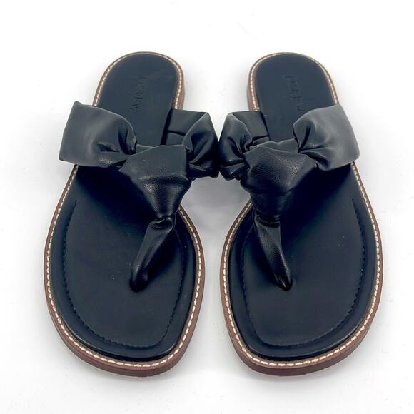 J. Crew Factory knot flat vegan leather thong flip flop thong sandals sz 8 - Picture 1 of 5